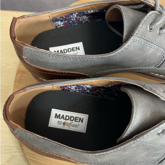 Madden Mens Allin Faux Leather Derby Shoes Size 11M Gray/Brown - Picture 8 of 10